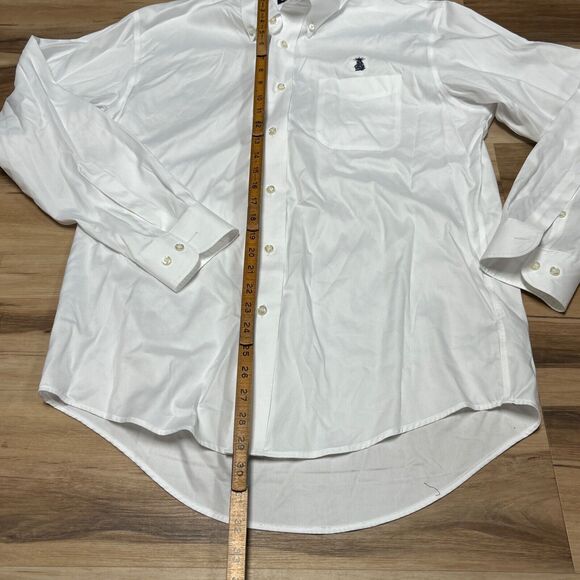 Lands' End Shirt Mens Medium White Cotton Button Down Pocket Logo - Picture 7 of 9
